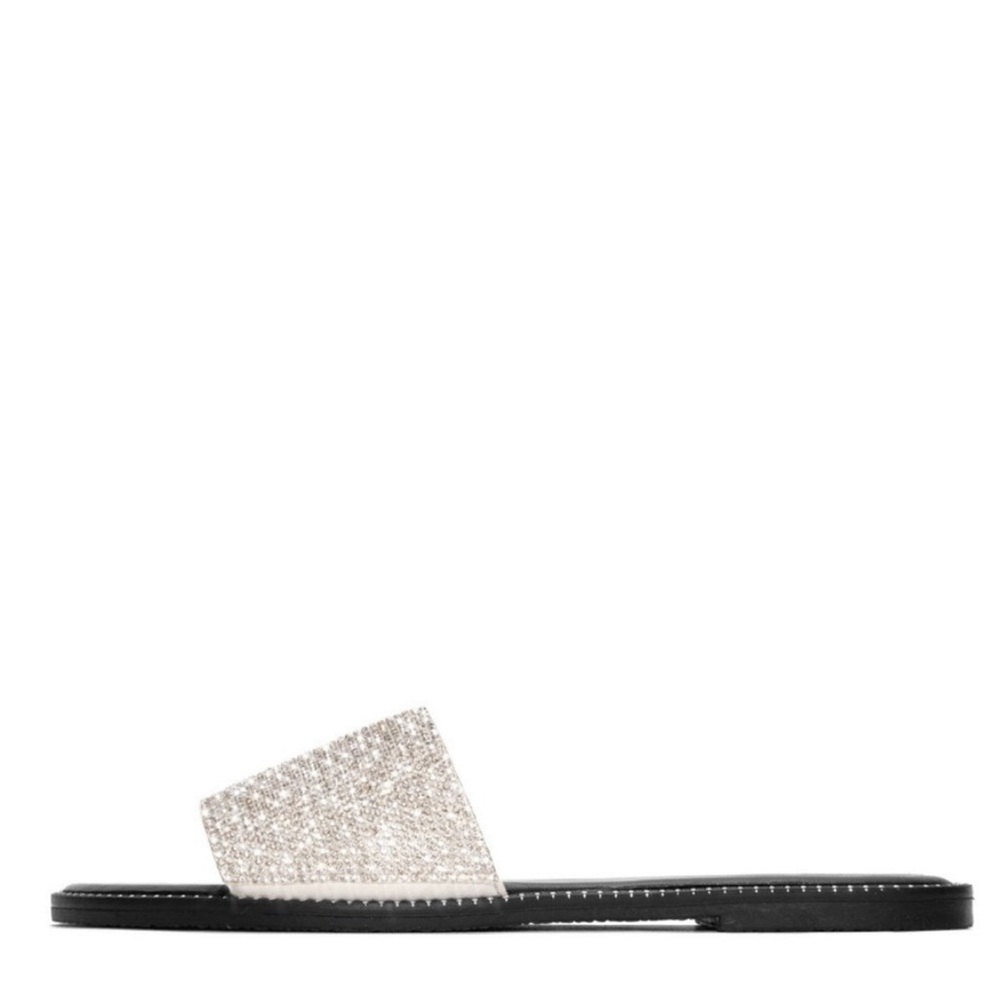 New In Box. Silver Rhinestone Slide Sandals - Picture 4 of 4